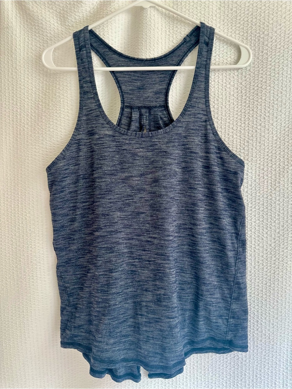 LULULEMON Salute the Sun Tank Heathered Blue Split Back Racerback Yoga Size 10